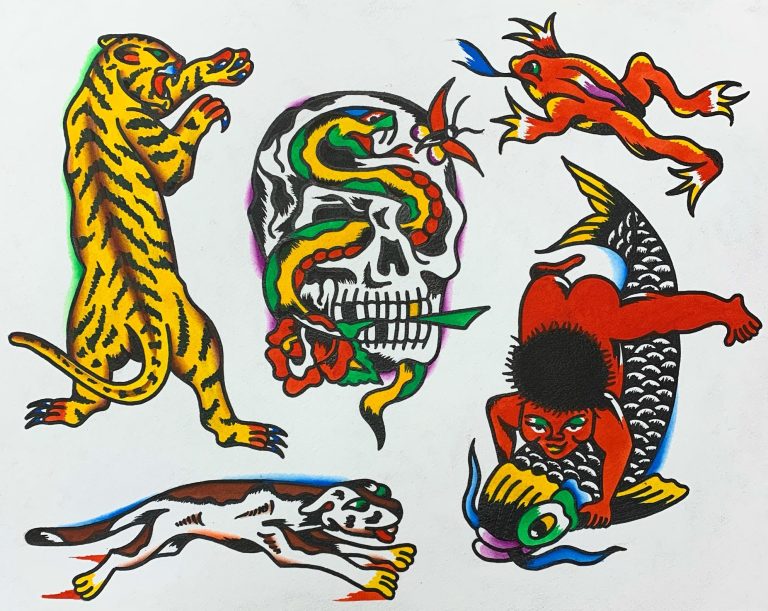 Traditional tattoo flash designs from Mariano