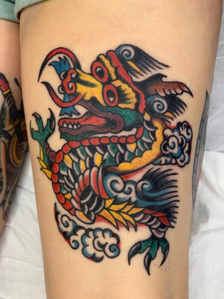 Traditional Tattoo Berlin - Tattoos by Mariano - tattoo of a dragon in an old school style